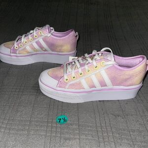 7.5 - Adidas Originals Womens Nizza Platform Shoes - Purple Textile - NWT